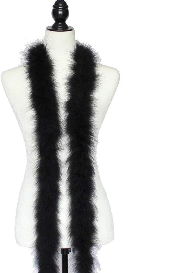 Marabou Feather Boas 22 Grams 6 Feet Long for Craft Sewing Trim Halloween Costume (Black) | Amazon (US)