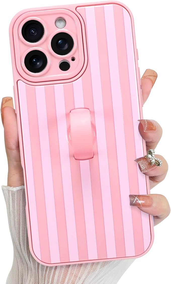 KANGHAR Compatible with iPhone 16 Pro Max Case, Silicone Stripes Cute Pattern, Wristband Kickstan... | Amazon (US)