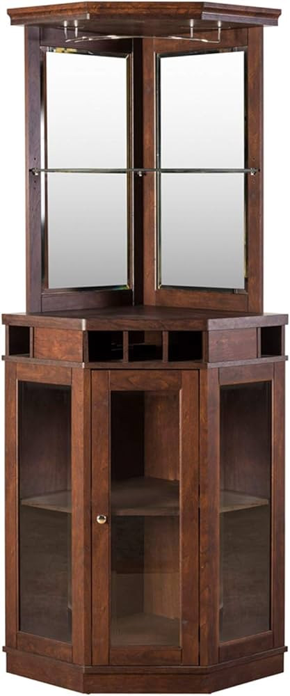Home Source Splendid Dining Room or Lounge Corner Bar with Wood Frame and 5 Bottle Wine Rack, Mah... | Amazon (US)