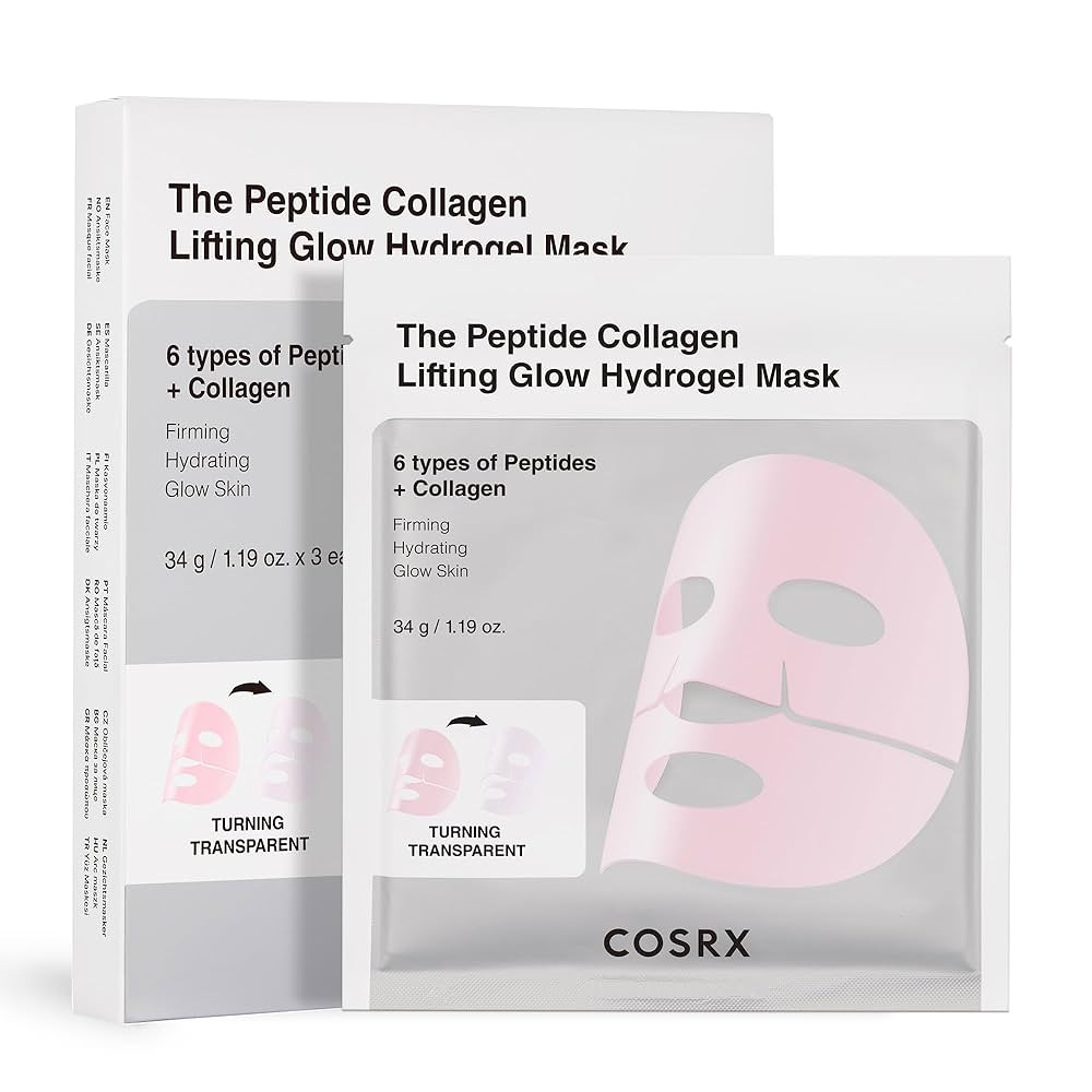COSRX The Peptide Collagen Lifting Glow Hydrogel Face Masks Skincare 3 EA, Collagen Face Mask, Tr... | Amazon (US)