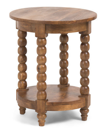 18X18X22 Solid Wood Barley Twist Round Side Table | TJ Maxx