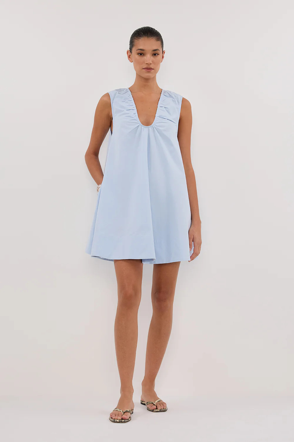 GABBY CORNFLOWER OVERSIZED COTTON MINI DRESS | DISSH