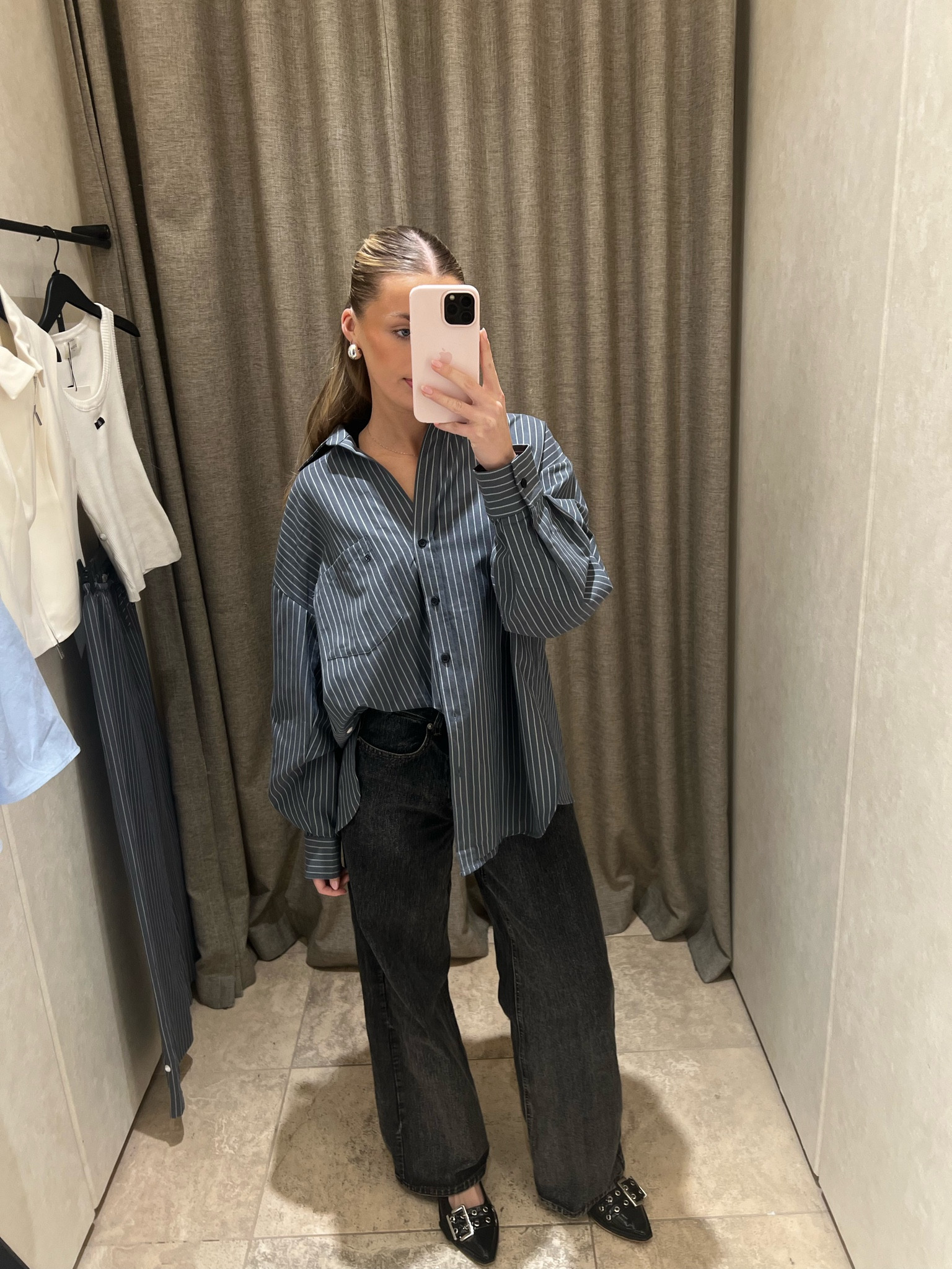 Loving shirts at the moment ! Perfect blue striped shirt paired with a slouchy black jean, wearing size 6 in both 🩵

#LTKaustralia #LTKstyletip #LTKworkwear