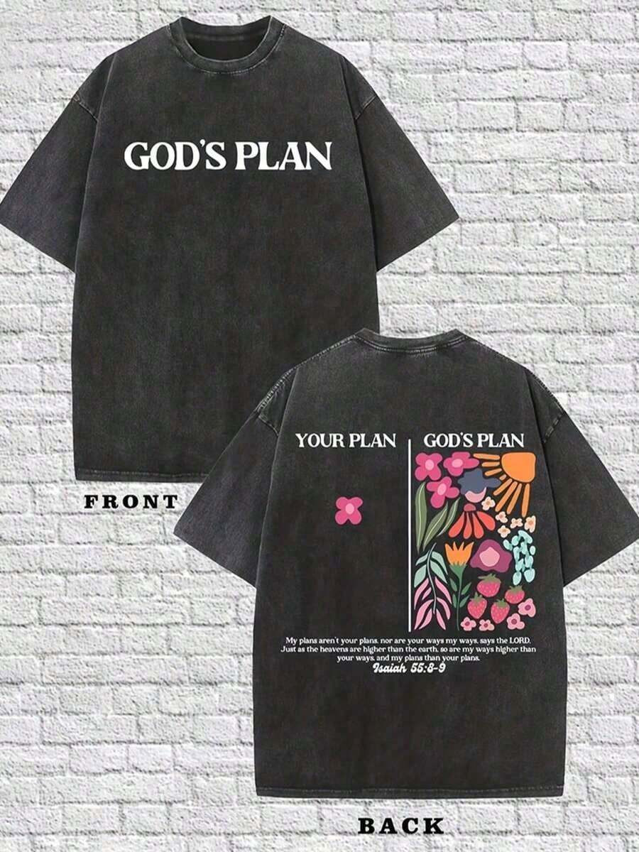 Male And Female Neutral Short SleevesMen's Cotton-Shirt. GOD'S PLAN,YOUR PLAN, God's Plan Transce... | SHEIN