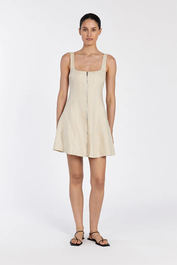 HARRIET SAND LINEN MINI DRESS | DISSH