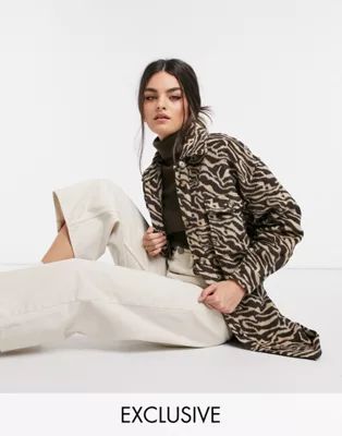 Annorlunda shacket in brushed zebra | ASOS (Global)