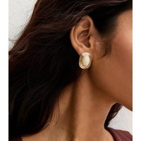 Gold Tone Oval Cream Centre Earrings New Look | New Look (UK)