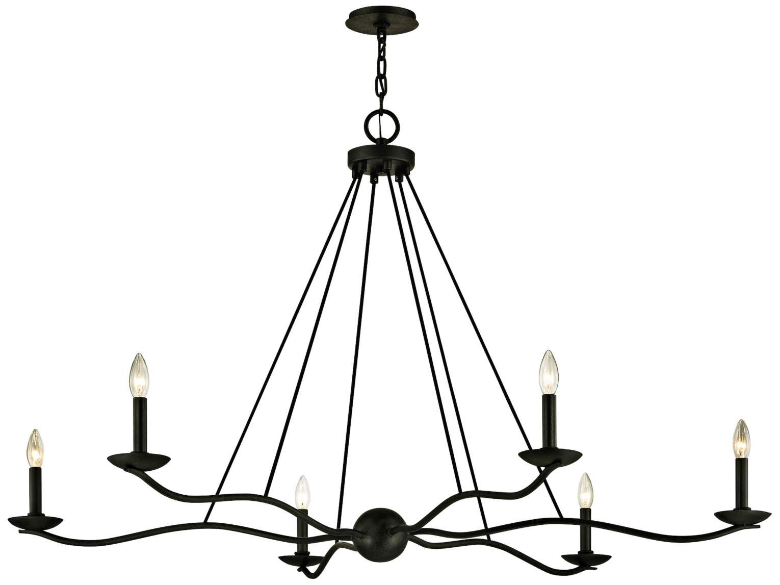 Sawyer 53 1/2" Wide Forged Iron 6-Light Chandelier | Lamps Plus