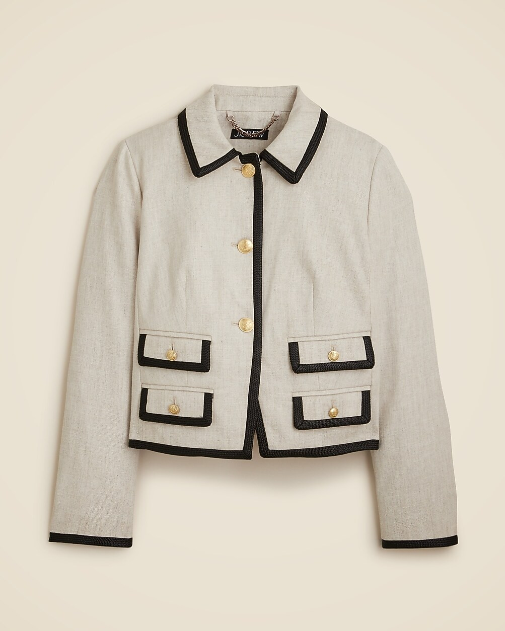 Contrast-trim jacket in stretch linen blend | J. Crew US