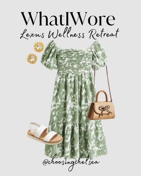 Lexus wellness retreat night one outfit. This Abercrombie midi dress is perfection - I wear size large short. With all the perfect accessories. Sandals are from the target kids section (size 5 fits women’s size 7.5).

#LTKmidsize #LTKSeasonal #LTKstyletip