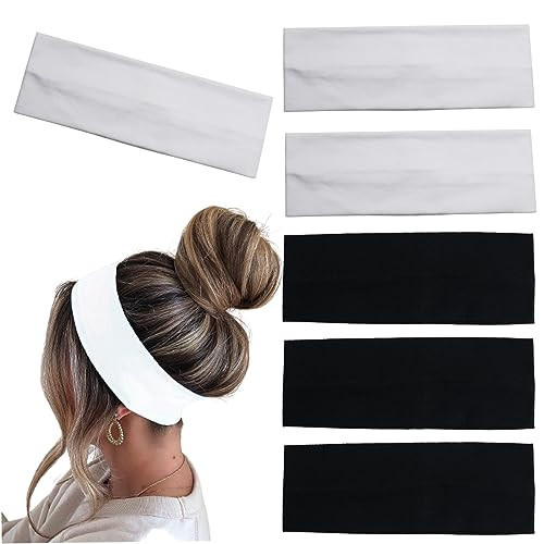 MLMOMVME 6 Pcs Black White Headbands for Women Hair Cotton Headband Non-slip Stretchy Elastic Head Wrap Holder Hair Accessories | Amazon (US)