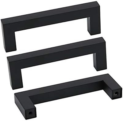 10Pack Black Square Bar Cabinet Pull Drawer Handle Goldenwarm Stainless Steel Modern Hardware for... | Amazon (US)