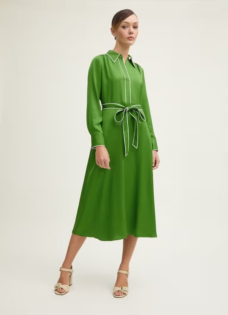 Elise Treetop Green Stitch Detail Shirt Dress | L.K. Bennett (UK)
