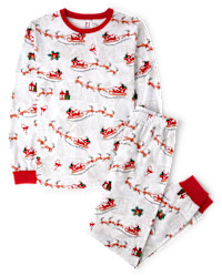 Adult Matching Family Santa Sleigh Cotton Pajamas - white | The Children's Place