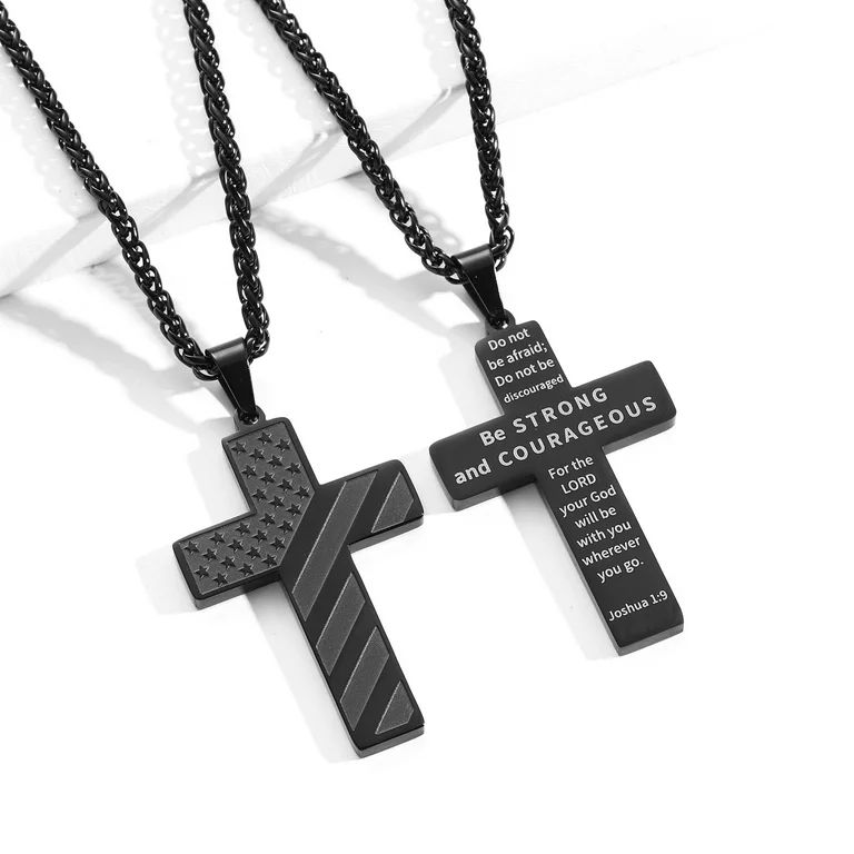 Cross Necklace for Men Boys Stainless Steel Cross Pendant Chain American Flag Country Necklaces R... | Walmart (US)