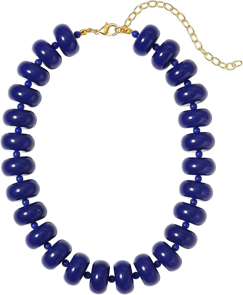 Chunky Beaded Necklace for Women, Multi-Color Acrylic Choker | Amazon (US)