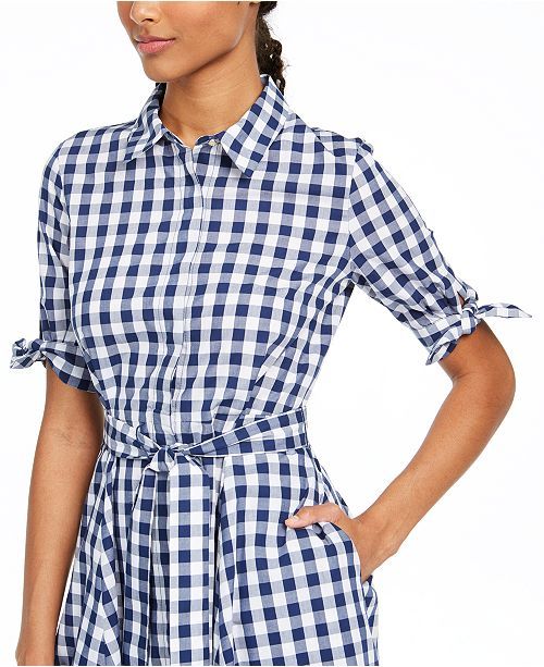 Gingham Tie-Waist Shirtdress | Macys (US)