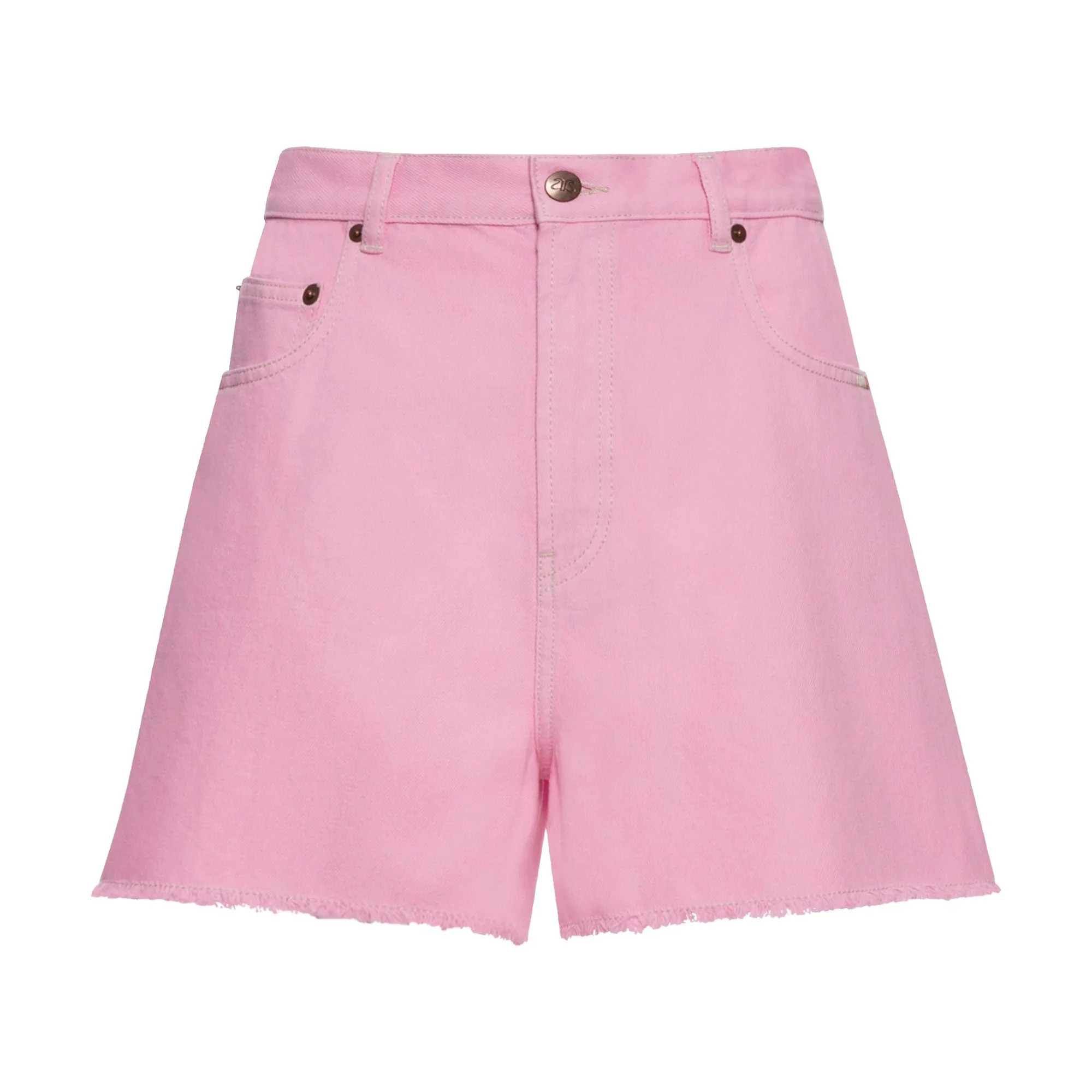 Short Effiloché Denim en Coton Bio | Rose bonbon | Smallable