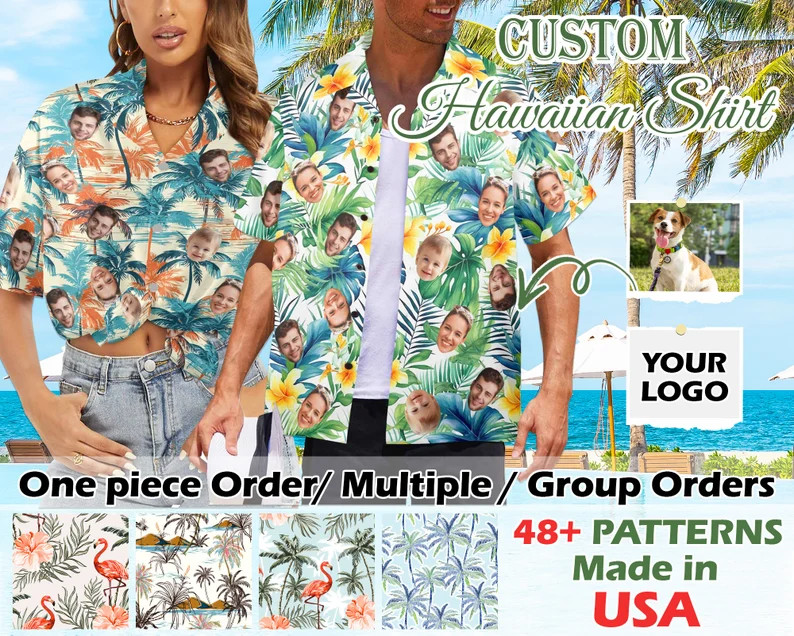 Custom Men/Women Face Hawaiian Shirt, Custom Men/Women Photo Hawaiian Shirt, Custom Printed Hawai... | Etsy (Global)
