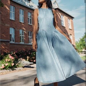 H&M viral denim fitted bodice Backless Dress | Poshmark