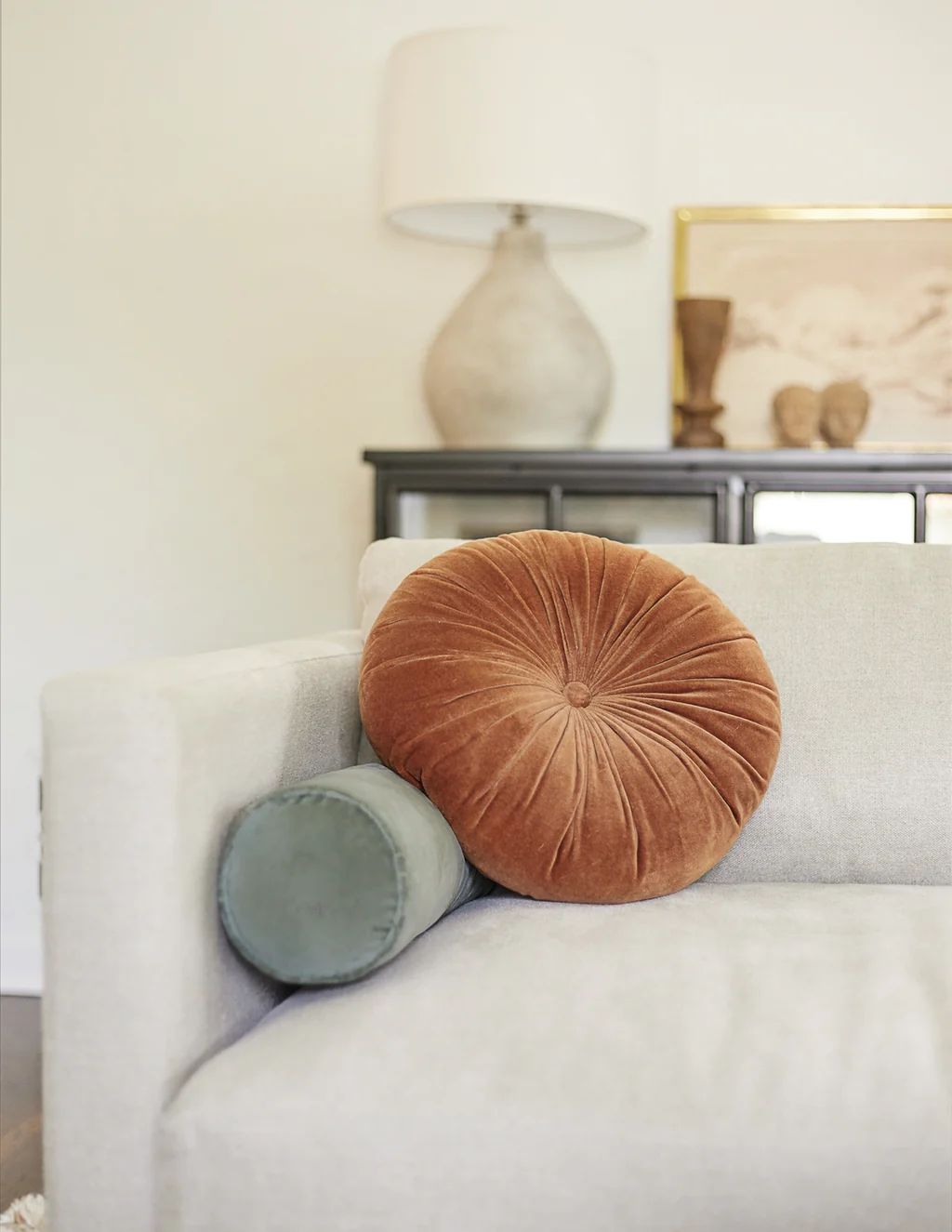 Monroe Velvet Round Pillow | Lulu and Georgia 