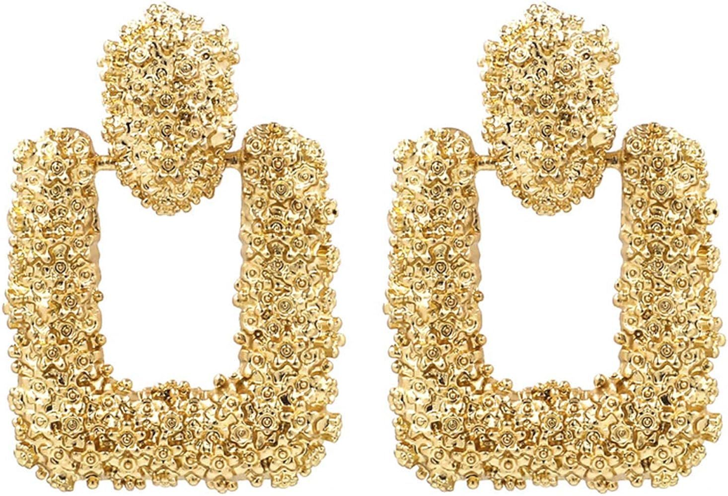 Gold Rectangle Geometric Dangle Earrings, Fashion Statement Drop Earrings for Women KELMALL COLLECTI | Amazon (US)