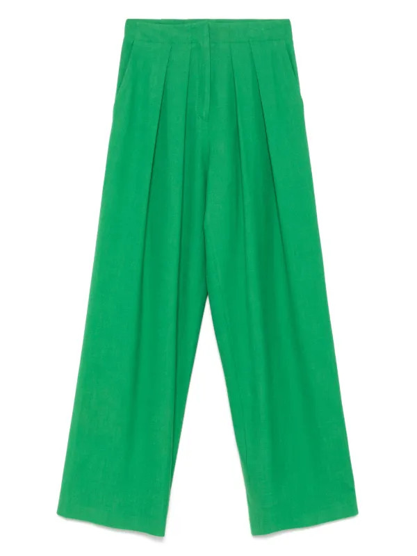 Maje pleat-detail Palazzo Pants | Green | FARFETCH | Farfetch Global