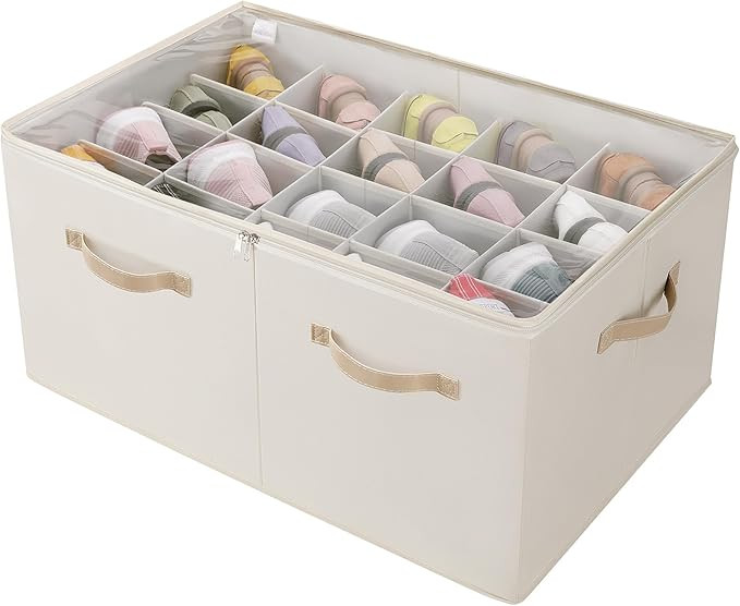 TOPIA HOME Shoe Organizer for Closet, Foldable Shoe Box with Adjustable Dividers and Clear Cover,... | Amazon (US)