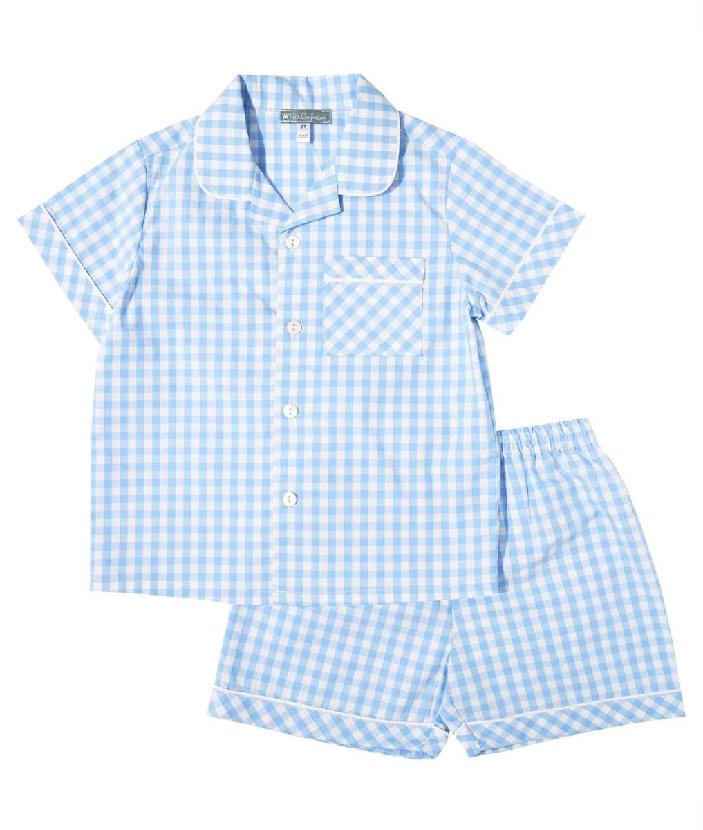 BLUE GINGHAM PAJAMAS SET | LIV & Company