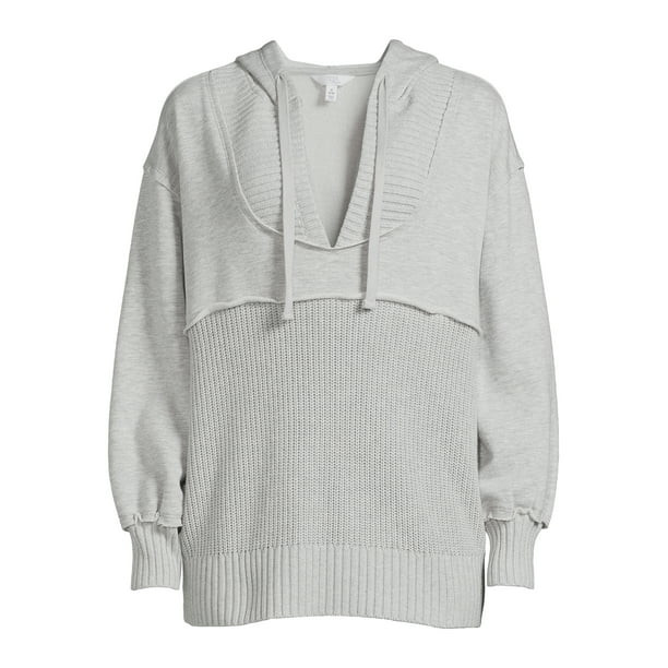 Time and Tru Women's Mixed Media Hoodie, Sizes S-3XL - Walmart.com | Walmart (US)