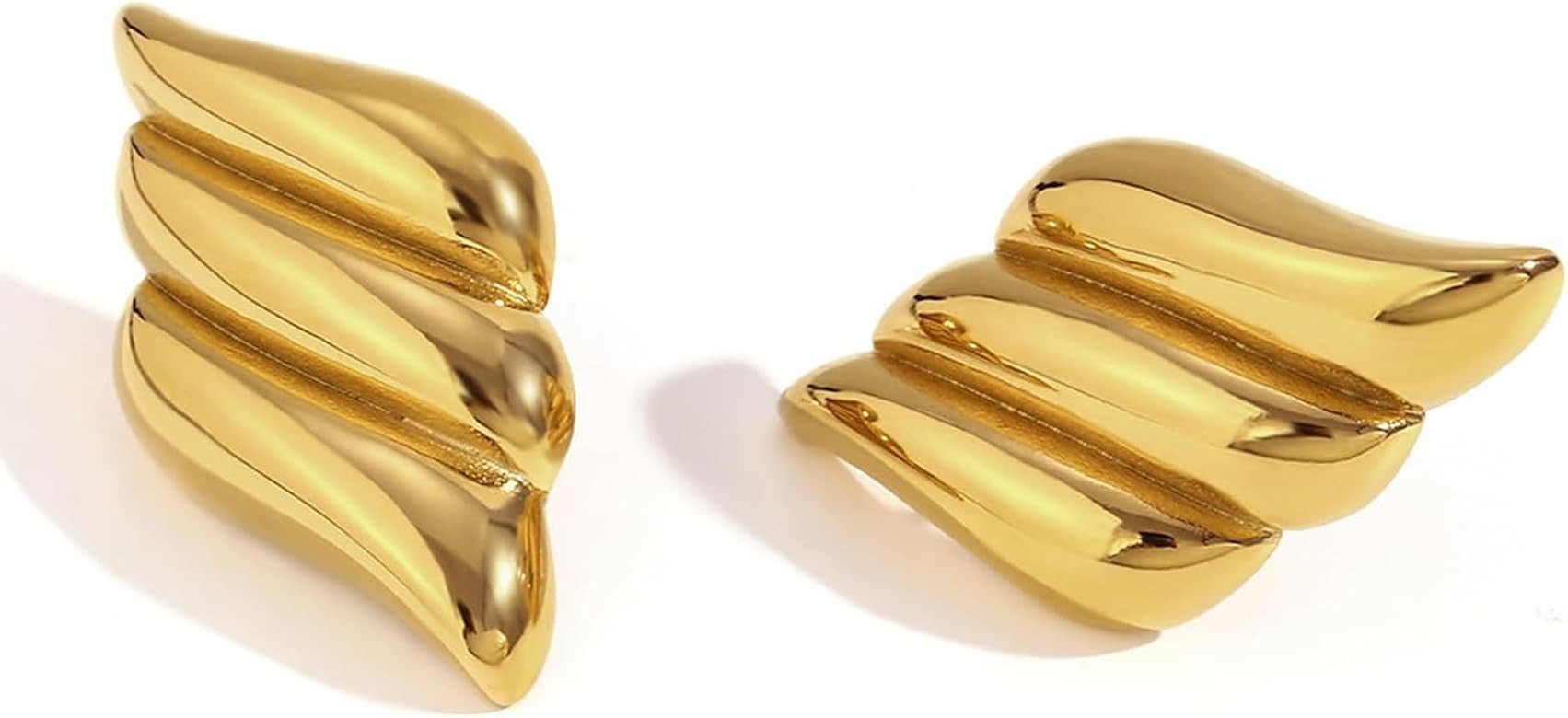 Rajputana 18K Real Gold Chunky Ohrringe für Frauen Gold Statement-Ohrringe Große Gold Wings Ohr... | Amazon (DE)