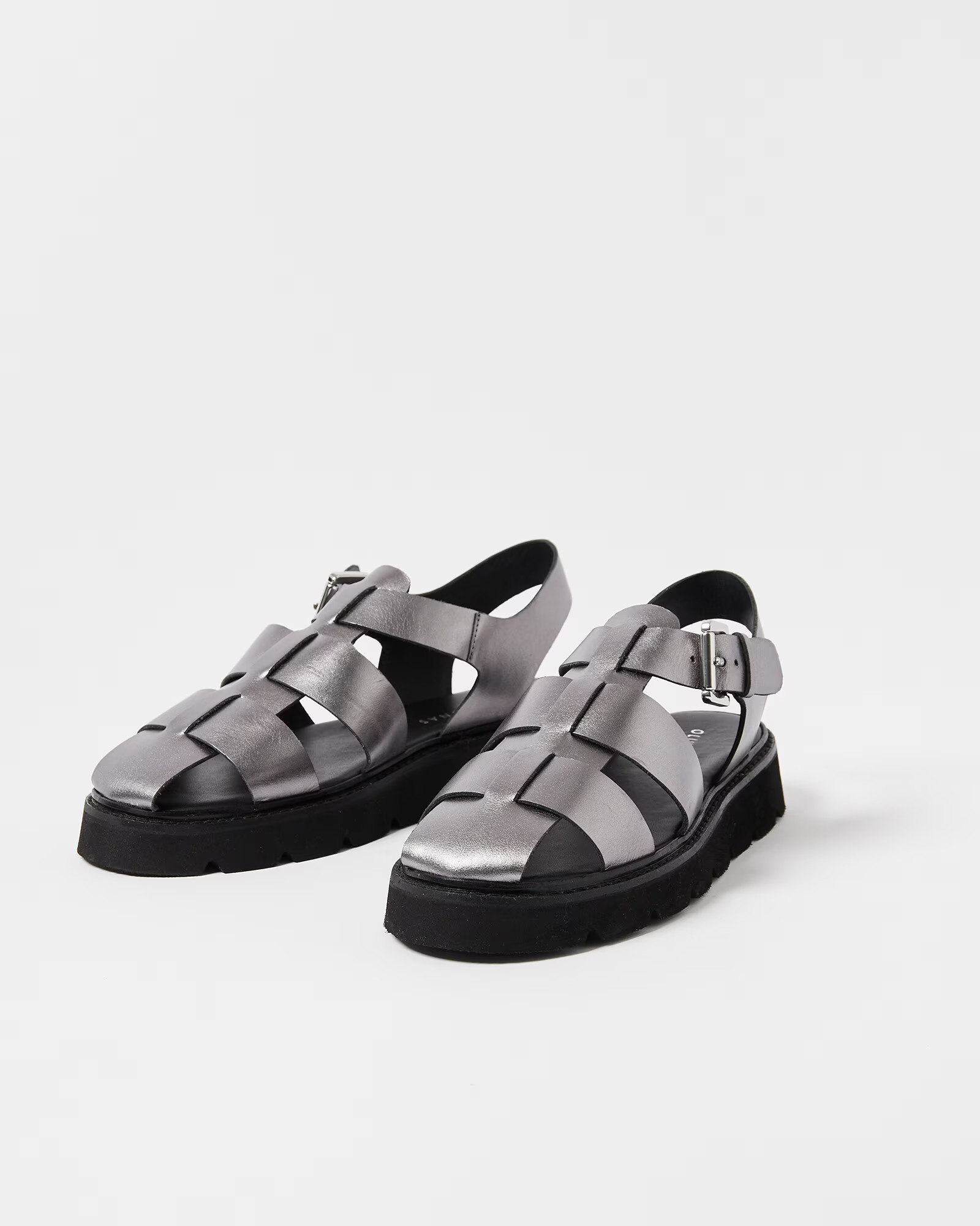 Fisherman Silver Leather Sandals | Oliver Bonas | Oliver Bonas (Global)