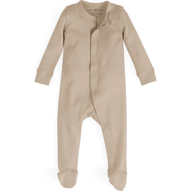 Colored Organics | Skylar Footed Sleeper, Clay | Organic Cotton (Beige, Size 12-18M) | Maisonette | Maisonette