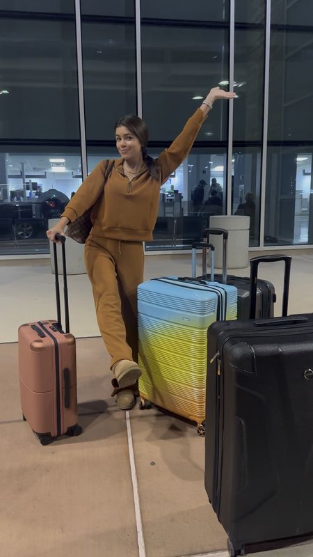 Travel essentials! Wearing my favorite spanx matching set & my favorite luggage! 

#LTKtravel #LTKstyletip #LTKSeasonal
