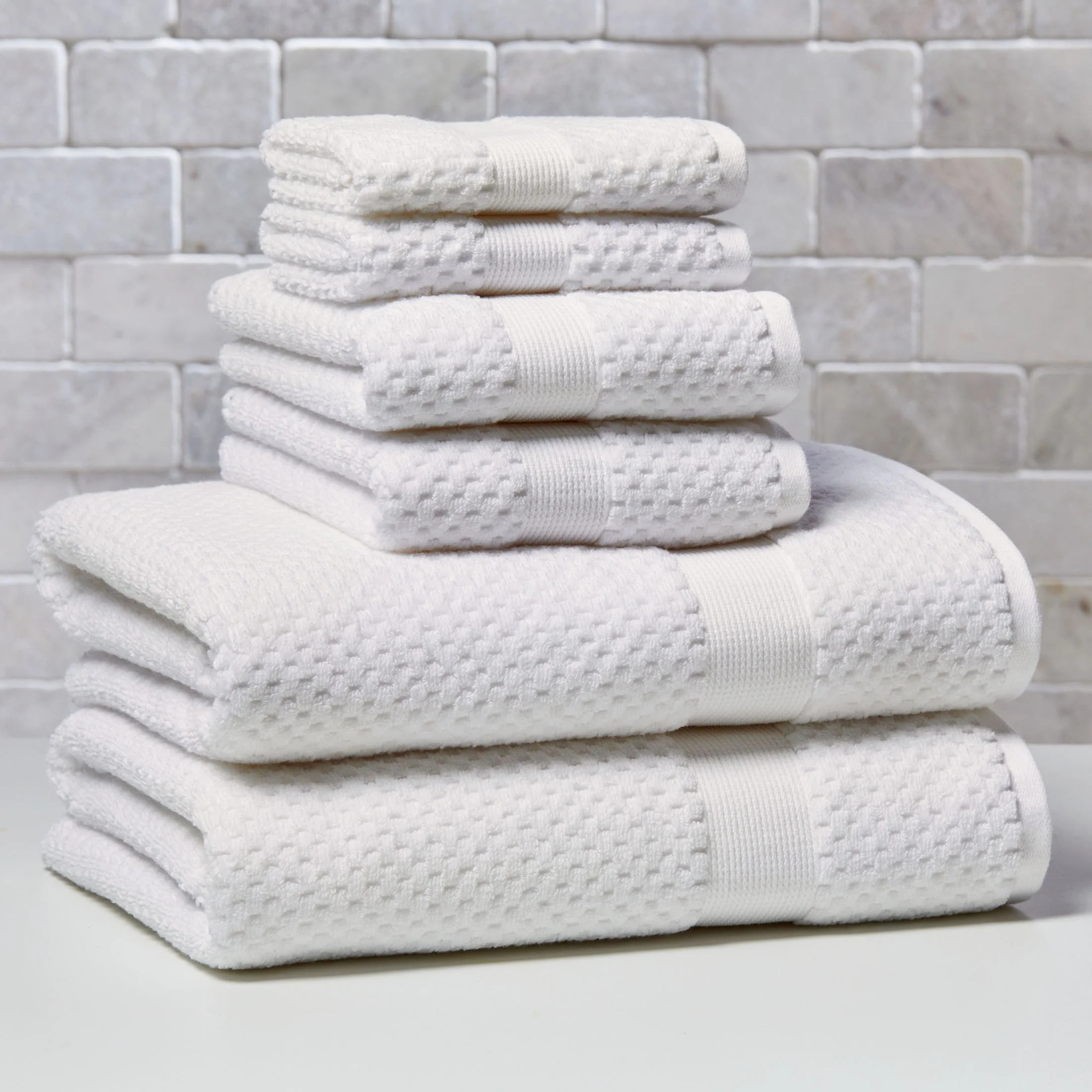 Better Homes & Gardens Signature Soft Cotton Popcorn Textured 6 Piece Bath Towel Set,Arctic White | Walmart (US)