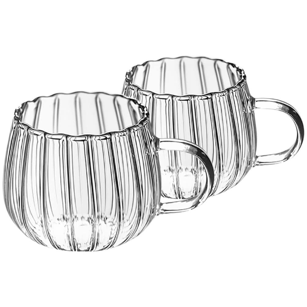 2Pcs Transparent Glass Pumpkin Mugs with Handle, 12oz Heat-Resistant Clear Coffee Tea Milk Cups, ... | Amazon (US)