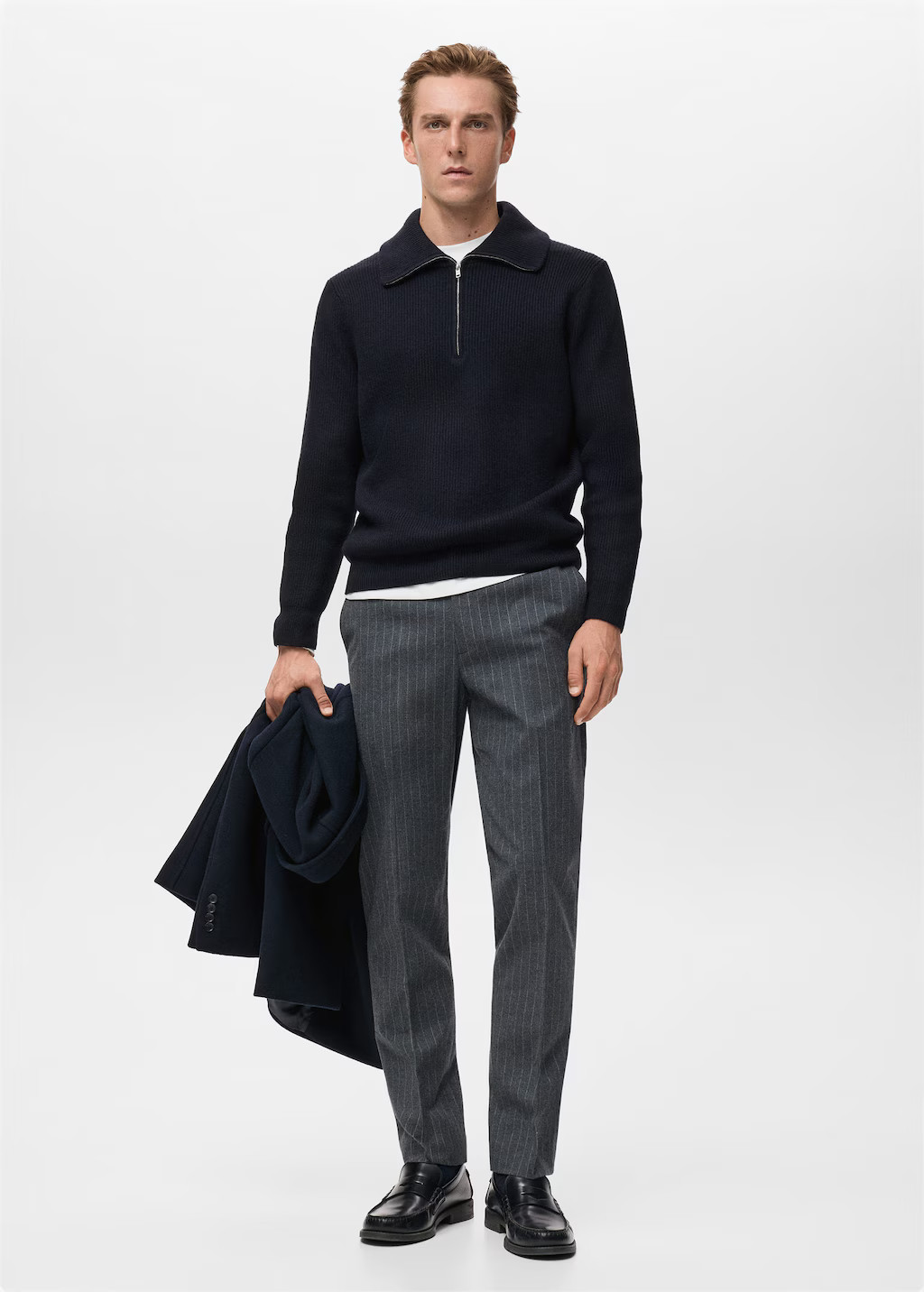 Knitted sweater with zip collar navy - Man - XXL - MANGO MAN | MANGO (UK)