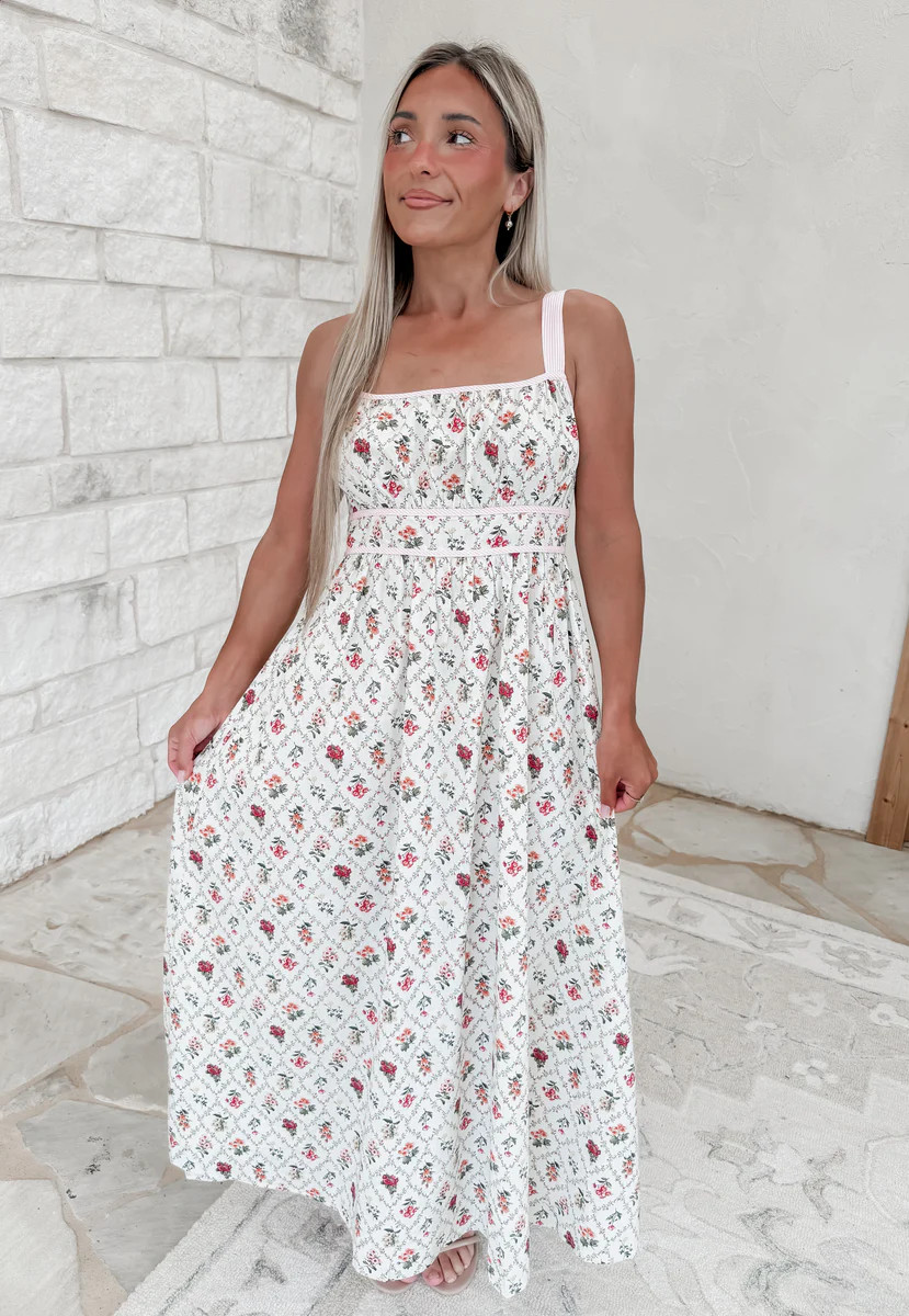 All The Charm Floral Printed Sleeveless Midi Dress - Cream Combo | CK Squared Boutique