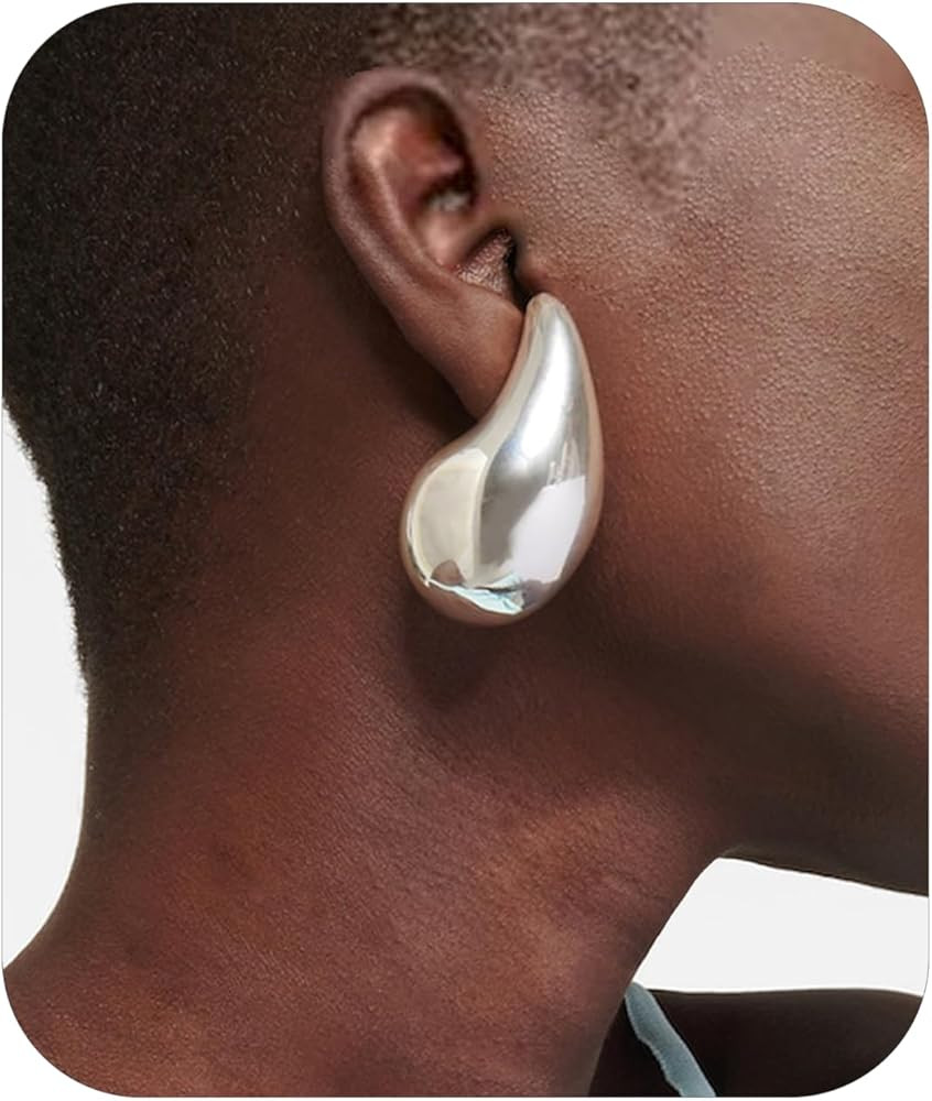 Designer Drop Earrings Dupes 18K Gold | 925 Sterling Silver Ultra Lightweight Extra Large Hoops f... | Amazon (US)