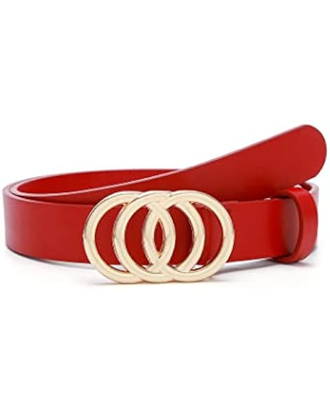 Women Belt for Jeans Dress Cinch Waist Belt for Ladies Faux Leather Belt with Gold Buckle | Amazon (US)