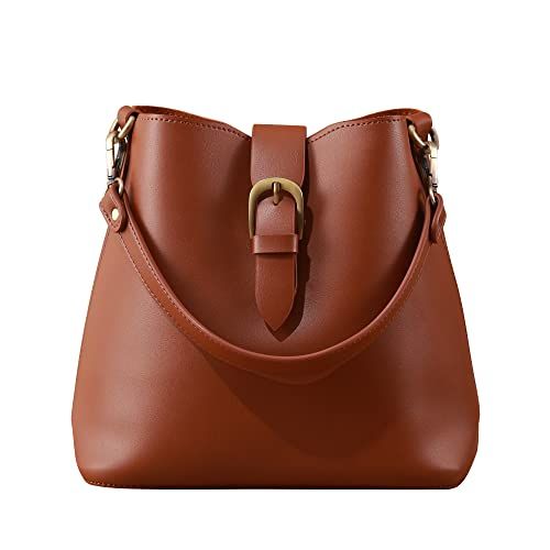 Town Bucket Vegan Leather Bag For Women Hobo Retro Faux Casual Purse Classic Vintage Simple Shoul... | Amazon (US)