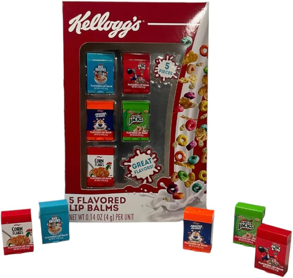 Taste Beauty 5-Piece Kelloggs Cereal Flavored Lip Balm Vending Machine Set, Cute Cereal Box Shape... | Amazon (US)