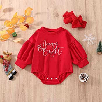 AEEMCEM Baby Girl Boy Christmas Outfit Santa Sweatshirt Romper Oversized Onesie Long Sleeve Outfi... | Amazon (US)