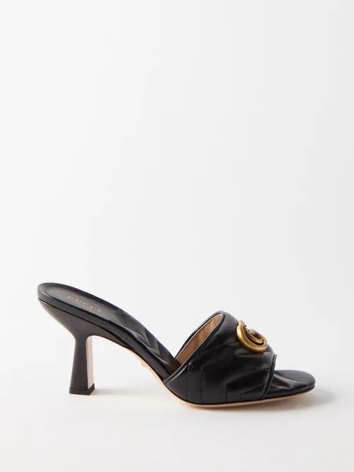 Gucci - Marmont Gg-logo Matelassé Leather Mules - Womens - Black | Matches (US)