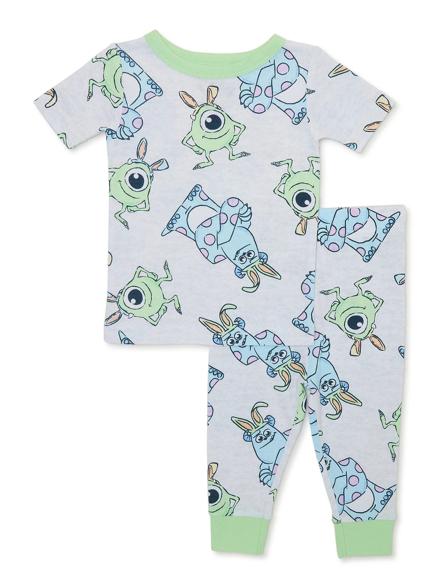 Disney Monsters, Inc. Toddler Unisex Easter Short Sleeve Top and Pants, 2-Piece Pajama Set, Sizes... | Walmart (US)