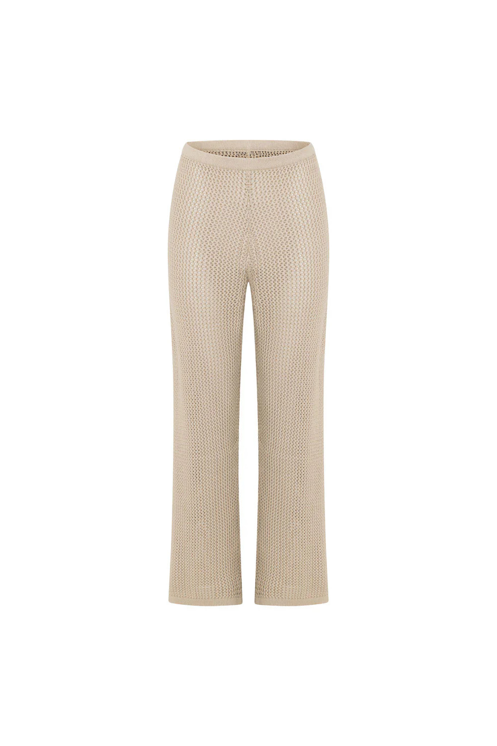 Beige Knit Elastic High Waist Ailish Pants | Sabo Skirt US