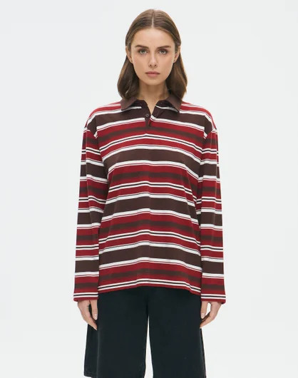 Oversized Stripe Polo Top | Glassons (Australia)