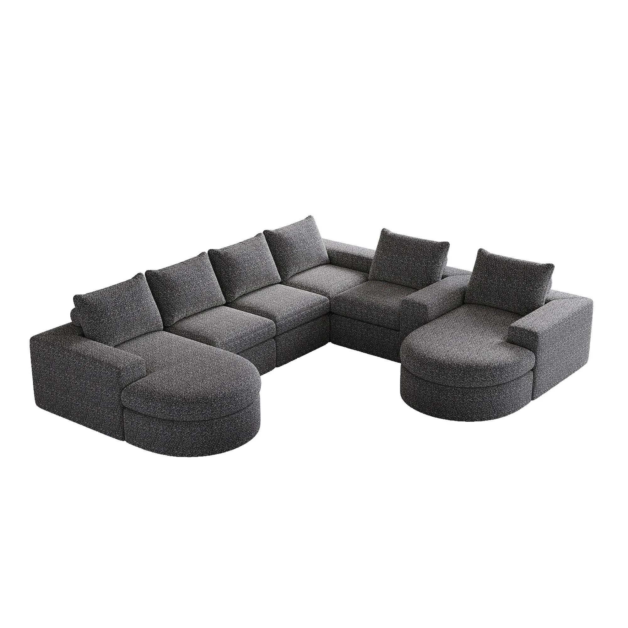 SINOFURN 127-in W Modern Gray Chenille 6+seats Sectional one_size | SYA020329GY | Lowe's