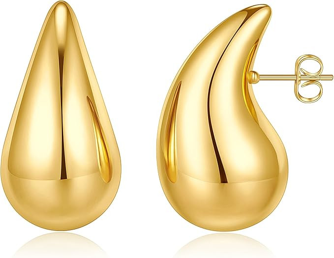 Gold Earrings for Women Girls, 14K Gold Plated Lightweight Gold Hoop Earrings Hypoallergenic Gold... | Amazon (US)