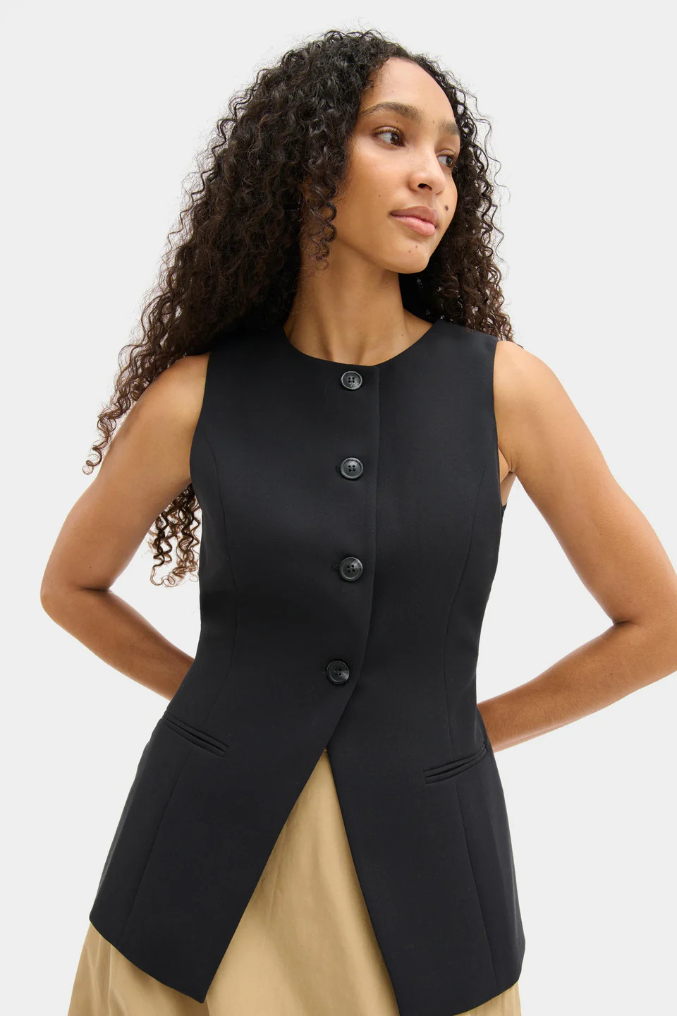 ALIGNE Long Waistcoat - Black | Leo | ALIGNE UK & EU